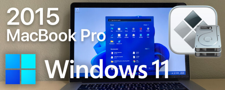 A 2015 MacBook Pro with Windows 11 installed