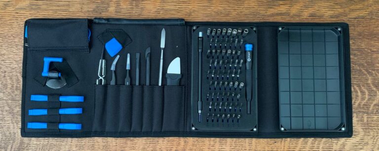A view of the iFixit Pro Toolkit opened up