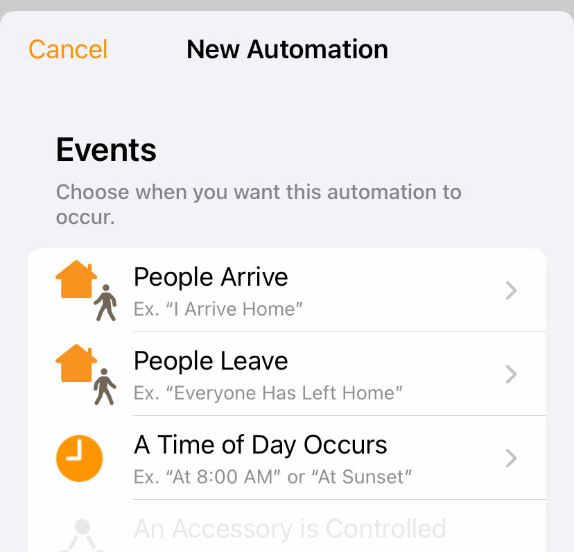 New Automation - Events Options