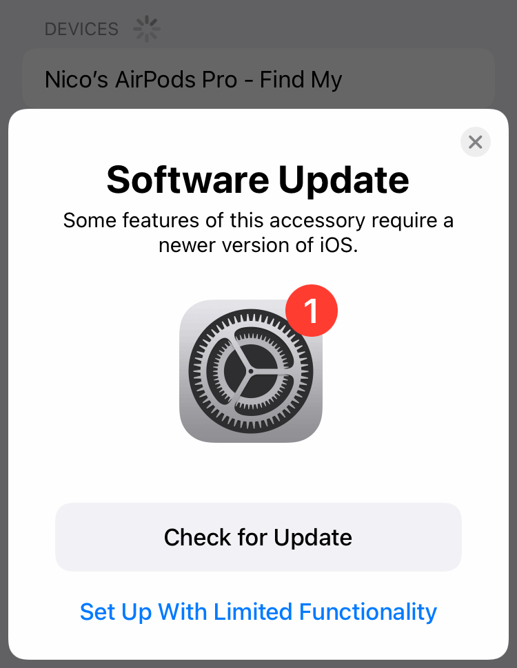 "Set Up With Limited Functionality" prompt on iPhone 7 (iOS 15)